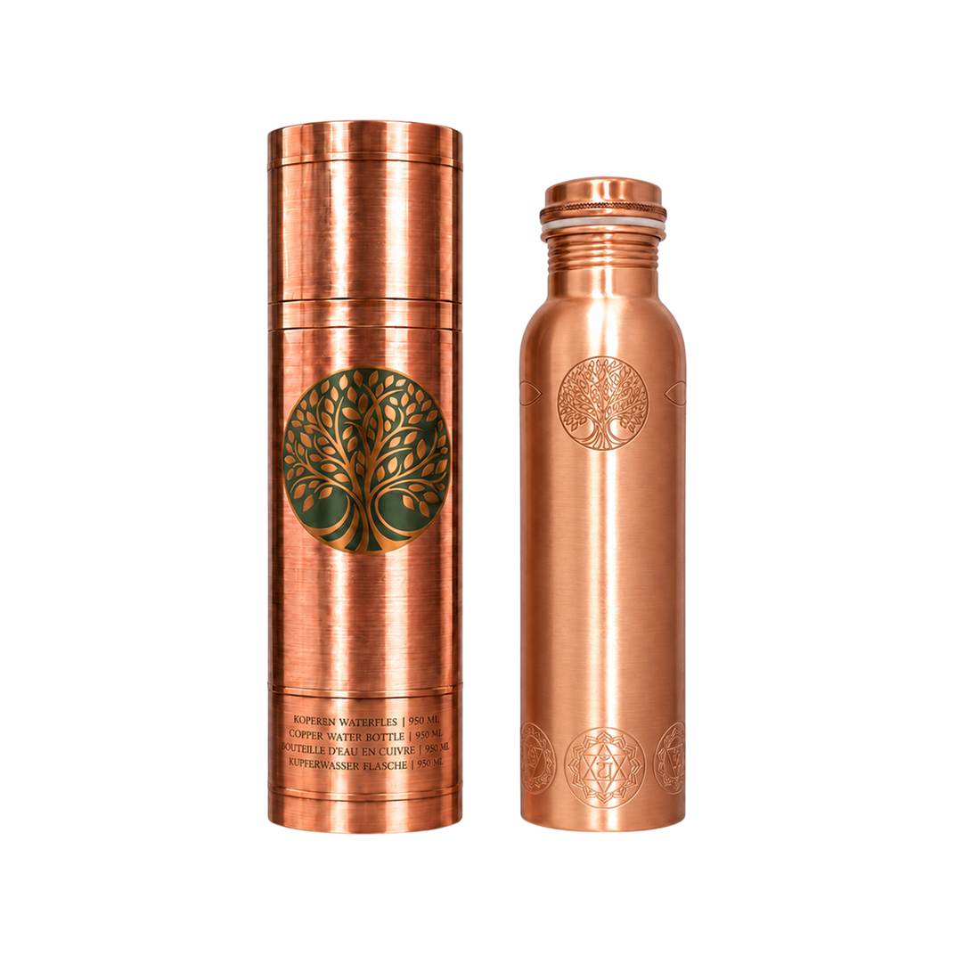 Koperen Waterfles Chakra - 950 ml