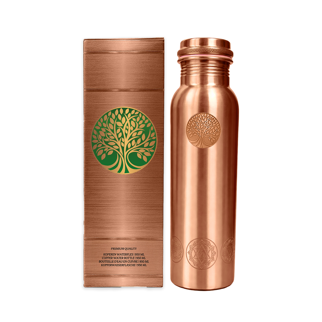 Koperen Waterfles Chakra - 950 ml