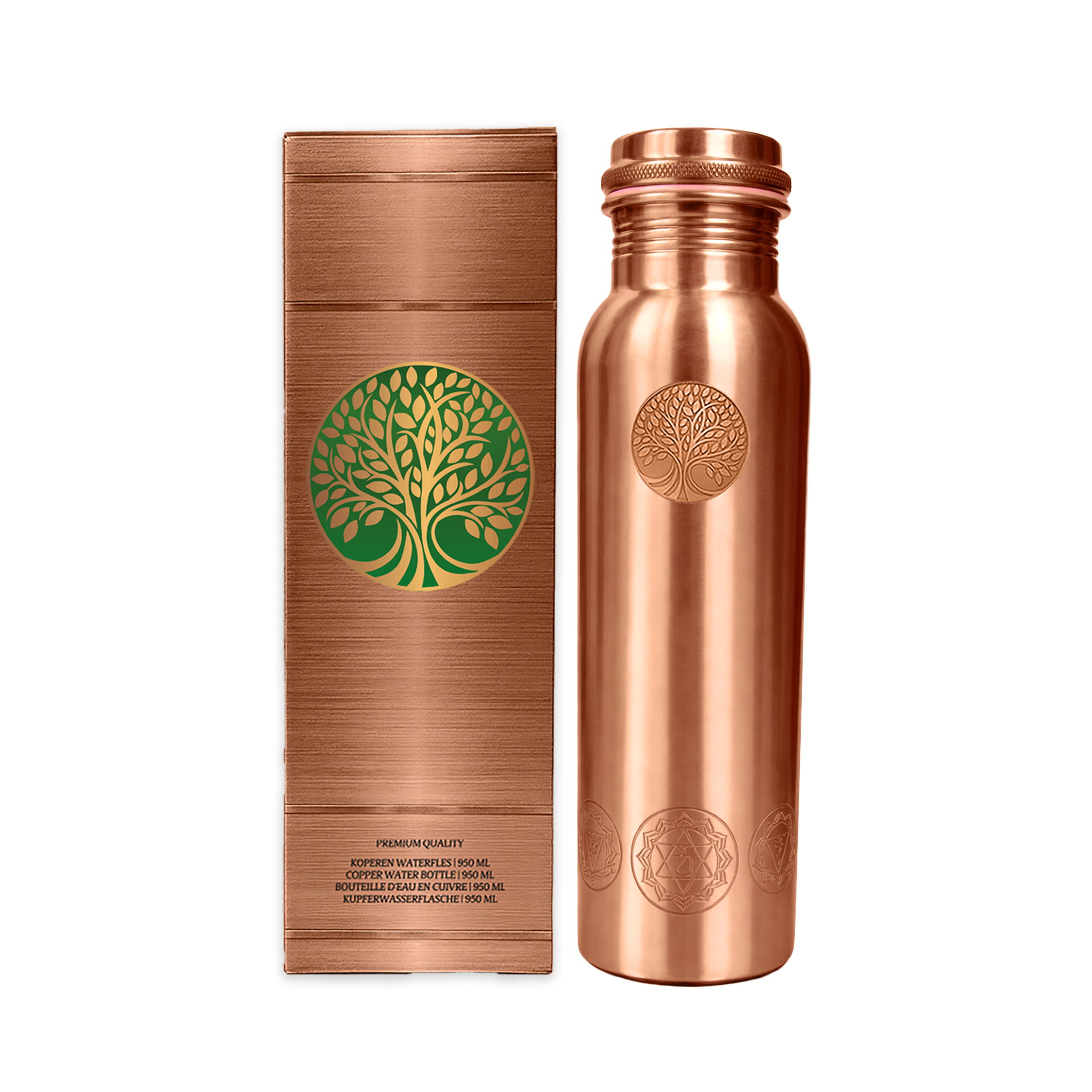 Koperen Waterfles Chakra - 950 ml
