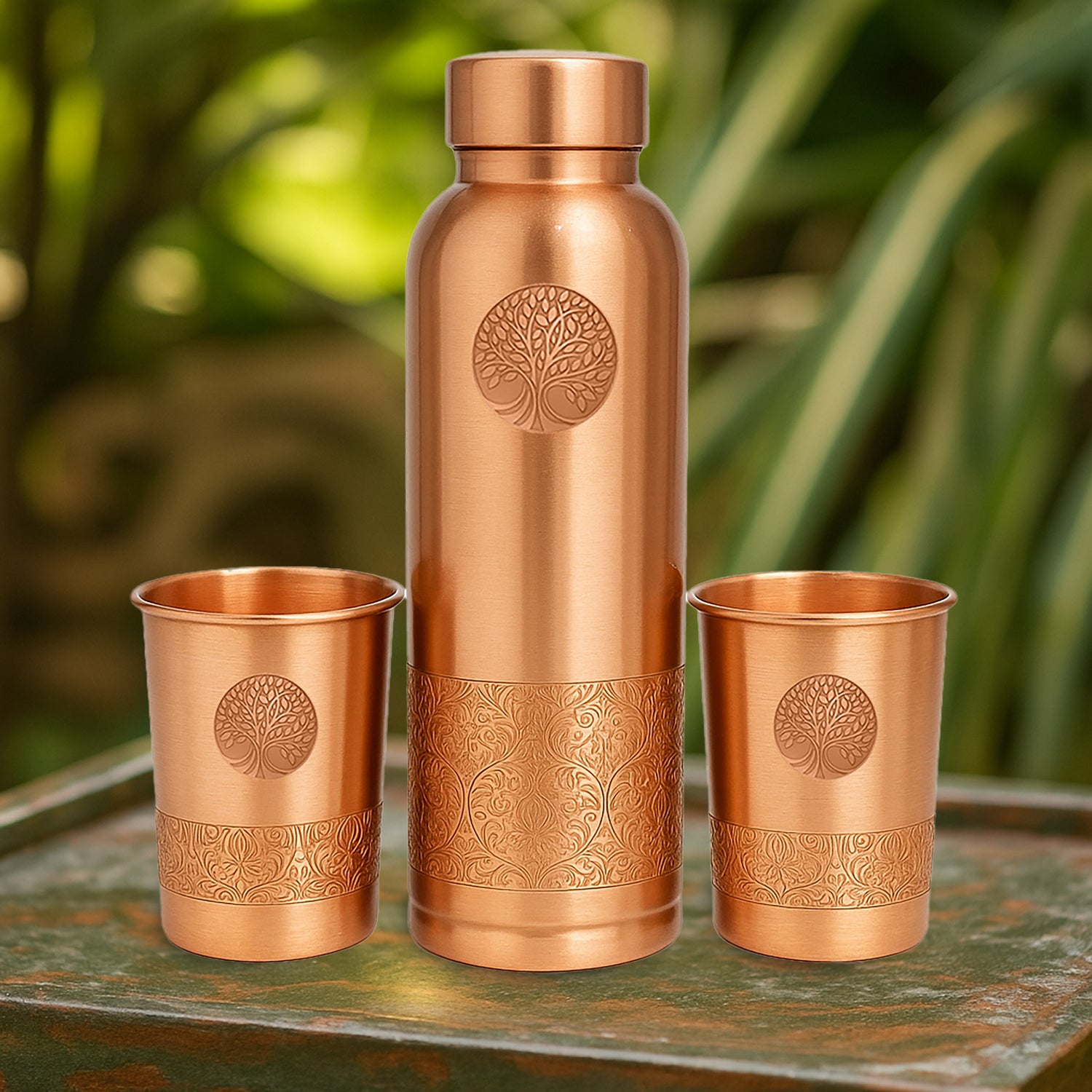 Koperen Giftset - Waterfles &amp; 2 Bekers