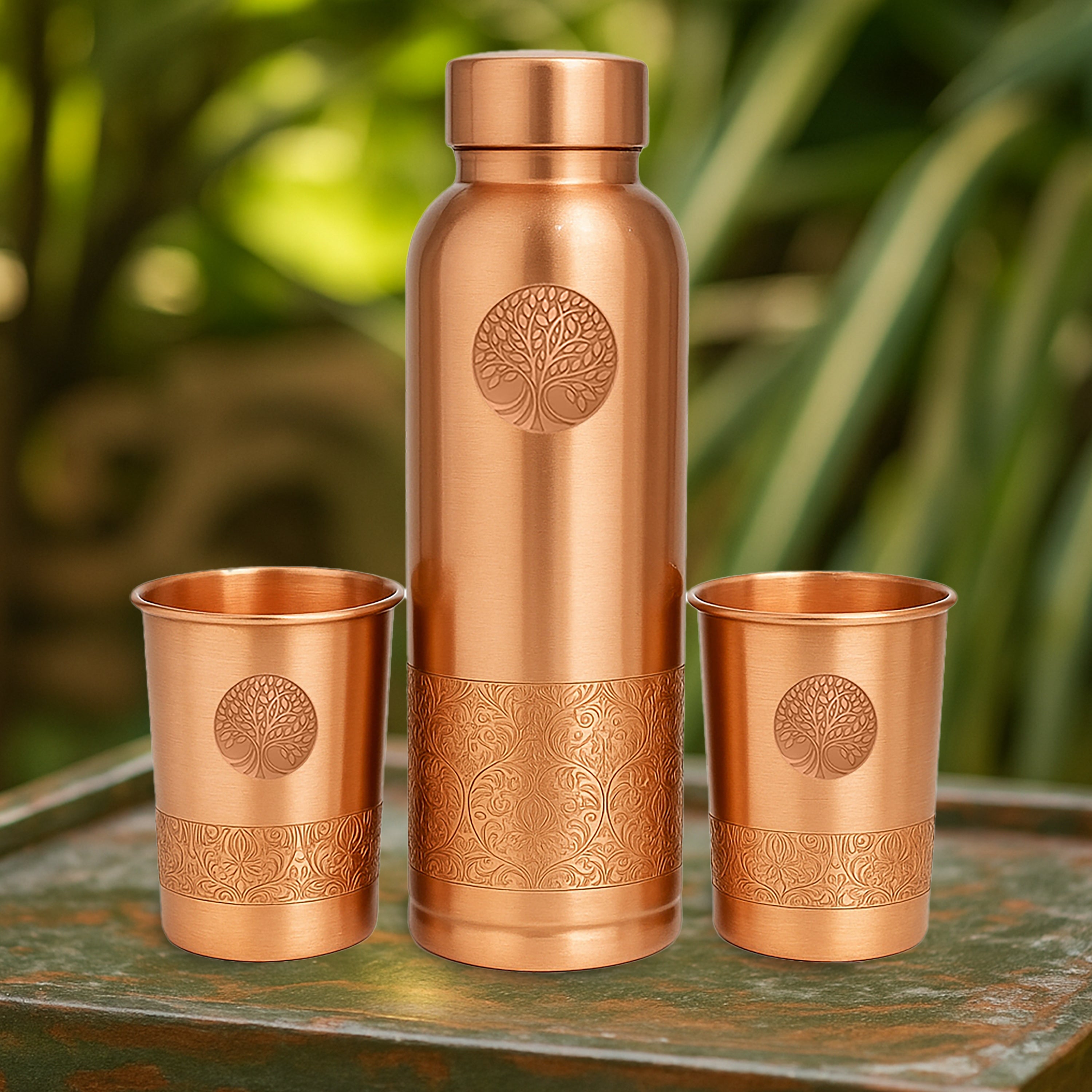 Koperen Giftset - Waterfles &amp; 2 Bekers