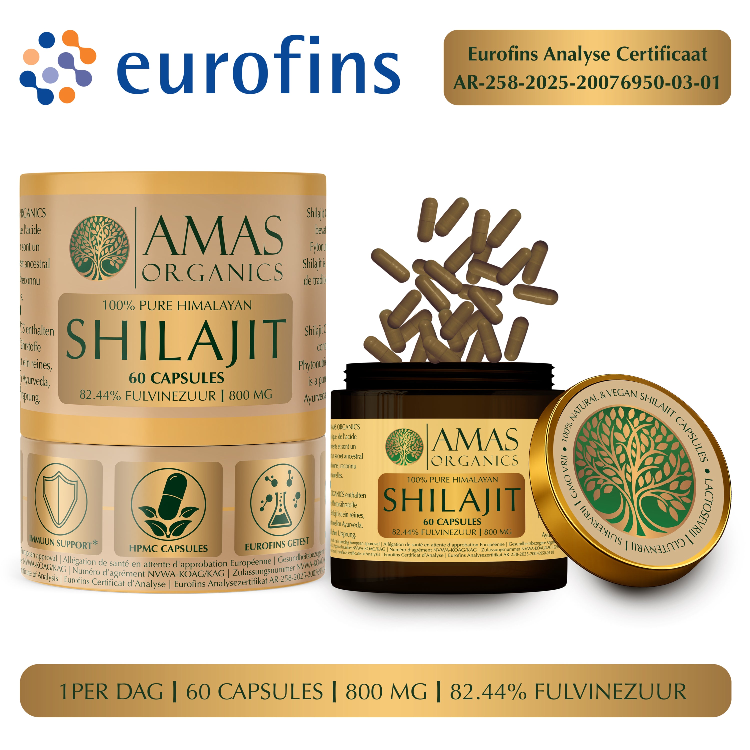 AMAS ORGANICS | 100% PURE HIMALAYAN SHILAJIT CAPSULES | ORGANIC AND VEGAN 