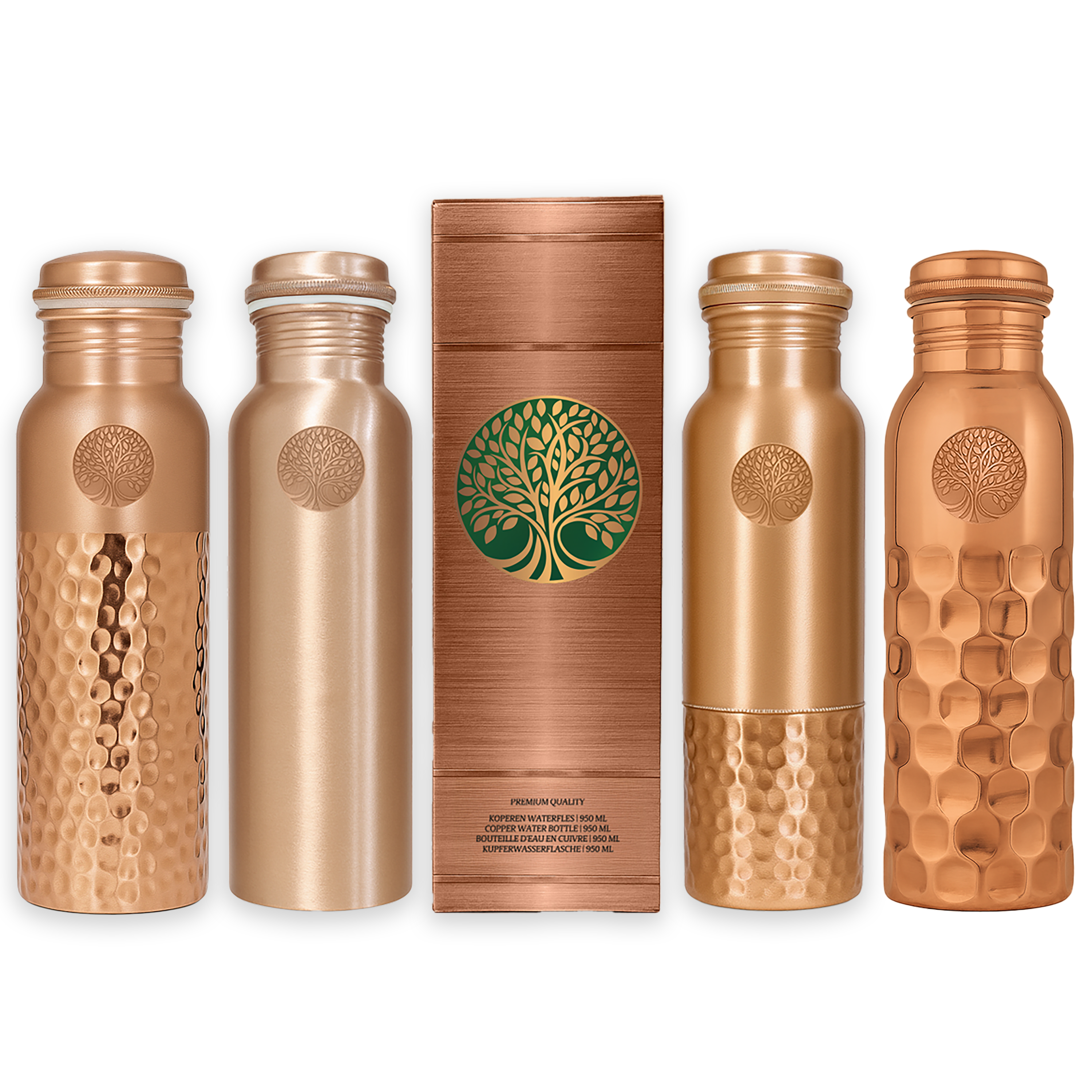 Koperen Waterfles Diamonds - 950 ml