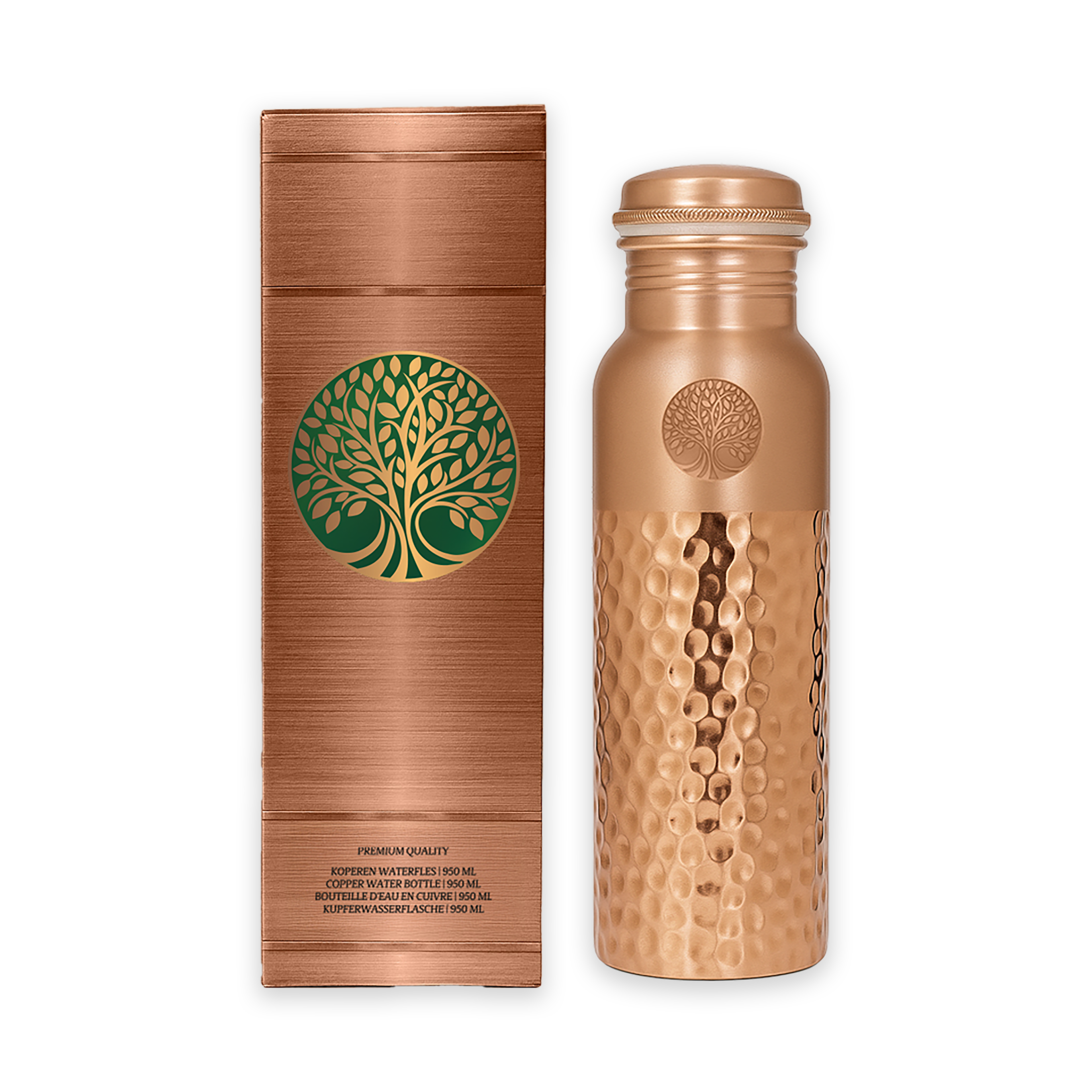 Koperen Waterfles Hammered - 950 ml