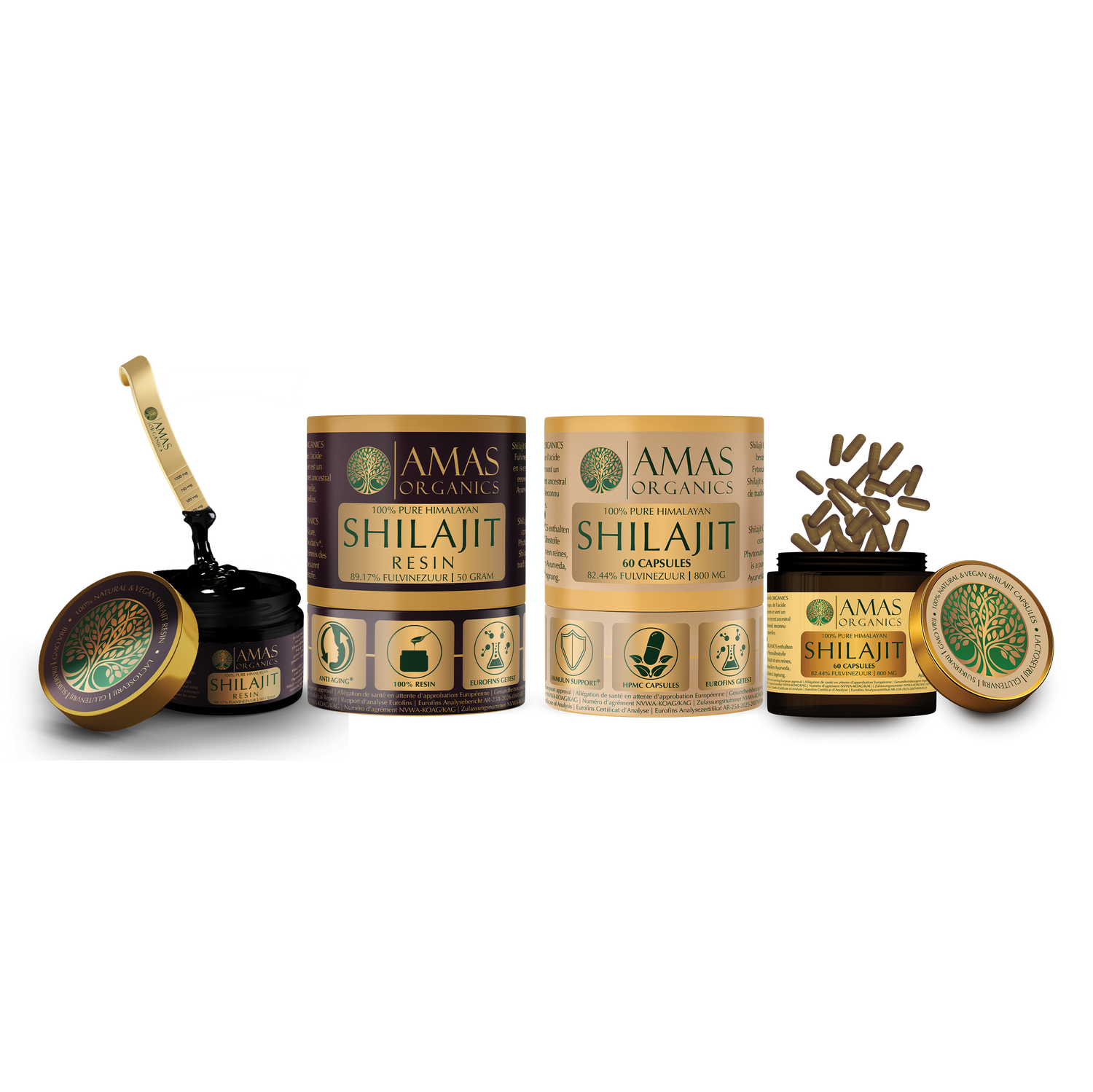 AMAS ORGANICS | 100% PURE HIMALAYAN SHILAJIT CAPSULES | ORGANIC AND VEGAN 
